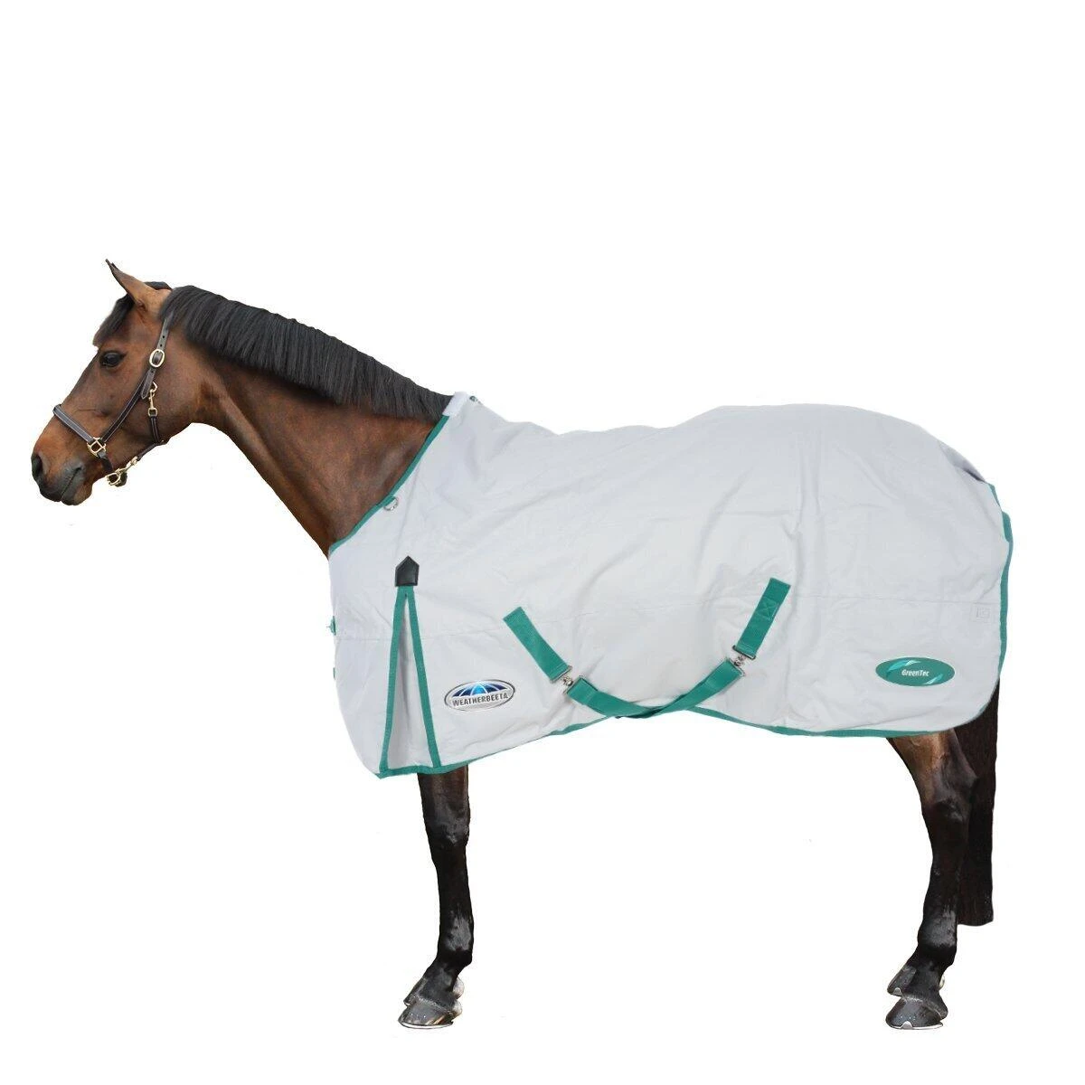 Weatherbeeta GreenTec Lite Plus StandardNeck Horse Turnout Rug (Light Grey/Bottle Green) 1 Weatherbeeta GreenTec Lite Plus StandardNeck Horse Turnout Rug (Light Grey/Bottle Green)