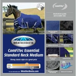 Weatherbeeta Comfitec Medium Essential Standard Neck Turnout Rug (Navy/Silver/Red) -Weatherbeeta Sales Store k4b20845e13740044e6e55ccebaf807c6