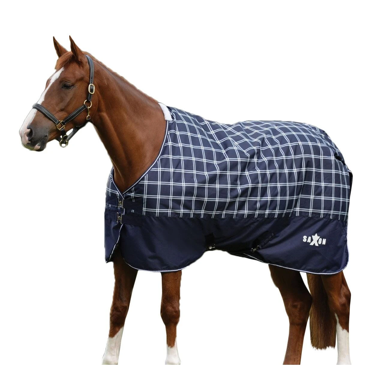 Saxon Defiant StandardNeck Lightweight Horse Turnout Rug (Navy/White) 1 Saxon Defiant StandardNeck Lightweight Horse Turnout Rug (Navy/White)