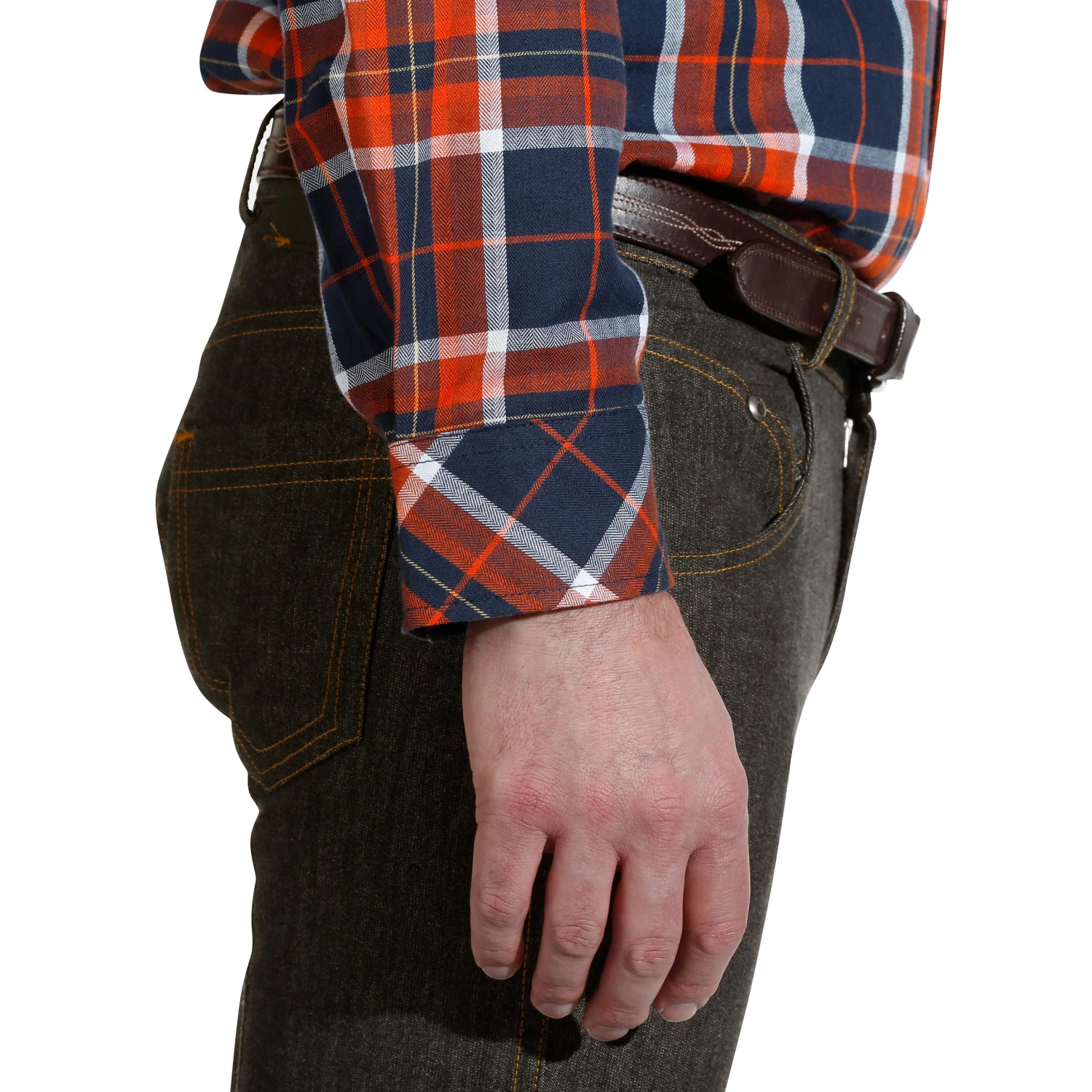 Sentier Long-Sleeved Horse Riding Shirt - Navy And Red Checks 7 Sentier Long-Sleeved Horse Riding Shirt - Navy And Red Checks - Image 7