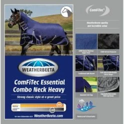 Weatherbeeta Comfitec Heavy Essential Combo Neck Turnout Rug (Navy/Silver/Red) -Weatherbeeta Sales Store kbe38cd1e104d799c15b3799525381163