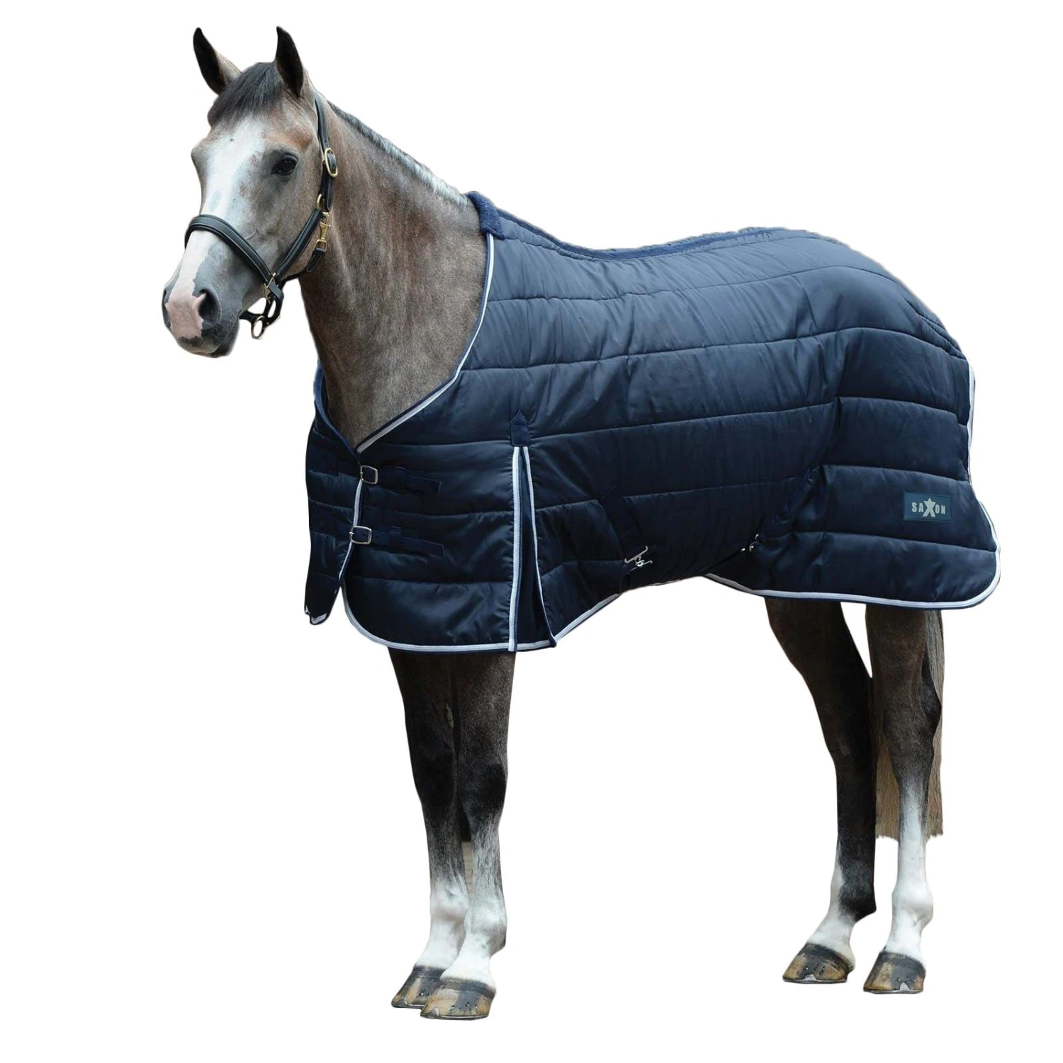 Saxon StandardNeck Channel Quilt Midweight Horse Stable Rug (Navy/White) 1 Saxon StandardNeck Channel Quilt Midweight Horse Stable Rug (Navy/White)