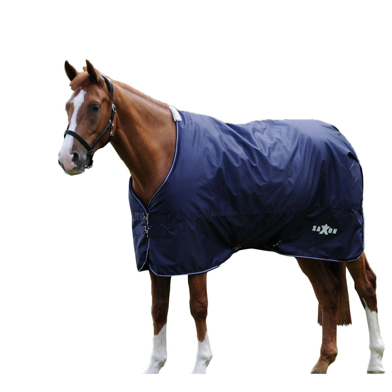 Saxon Defiant StandardNeck Midweight Horse Turnout Rug (Navy/White) 1 Saxon Defiant StandardNeck Midweight Horse Turnout Rug (Navy/White)